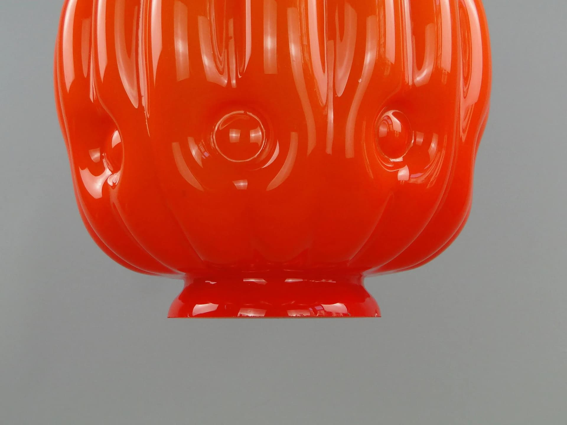 Pendant lamp, orange glass, Zakłady Sprzętu Oświetleniowego Zaos, Poland, 1960s - 12704