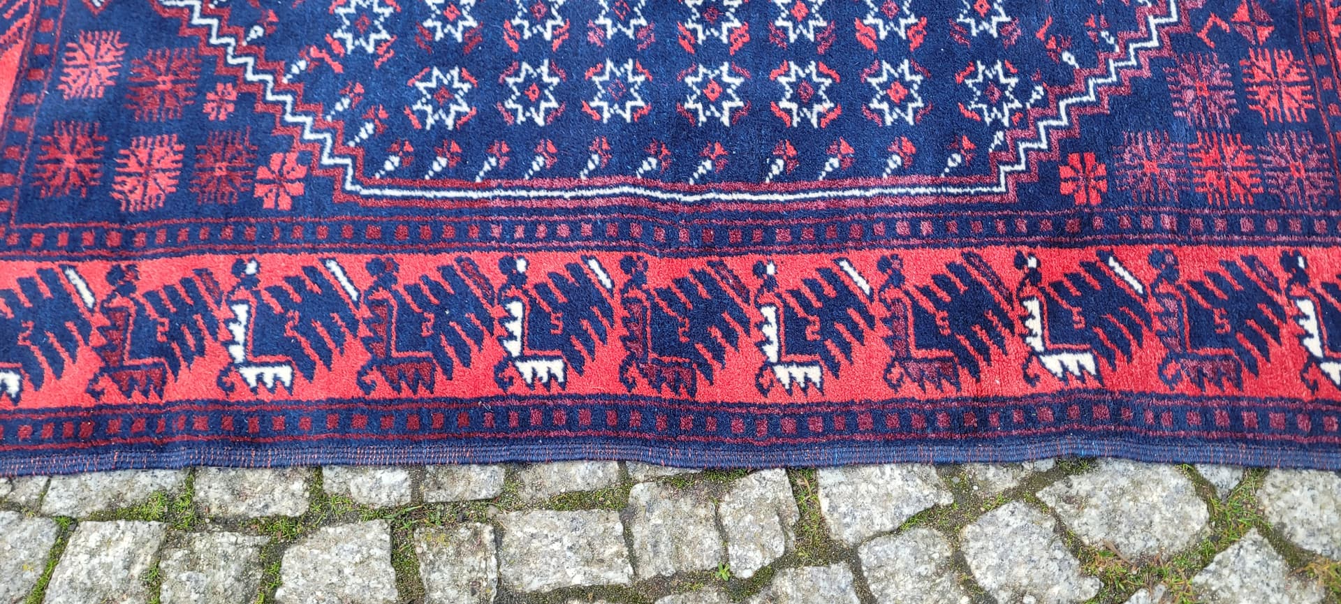 Dywan anatolijski, 80x126 cm, niebieski, wełna, Turcja, lata 60. - 180570