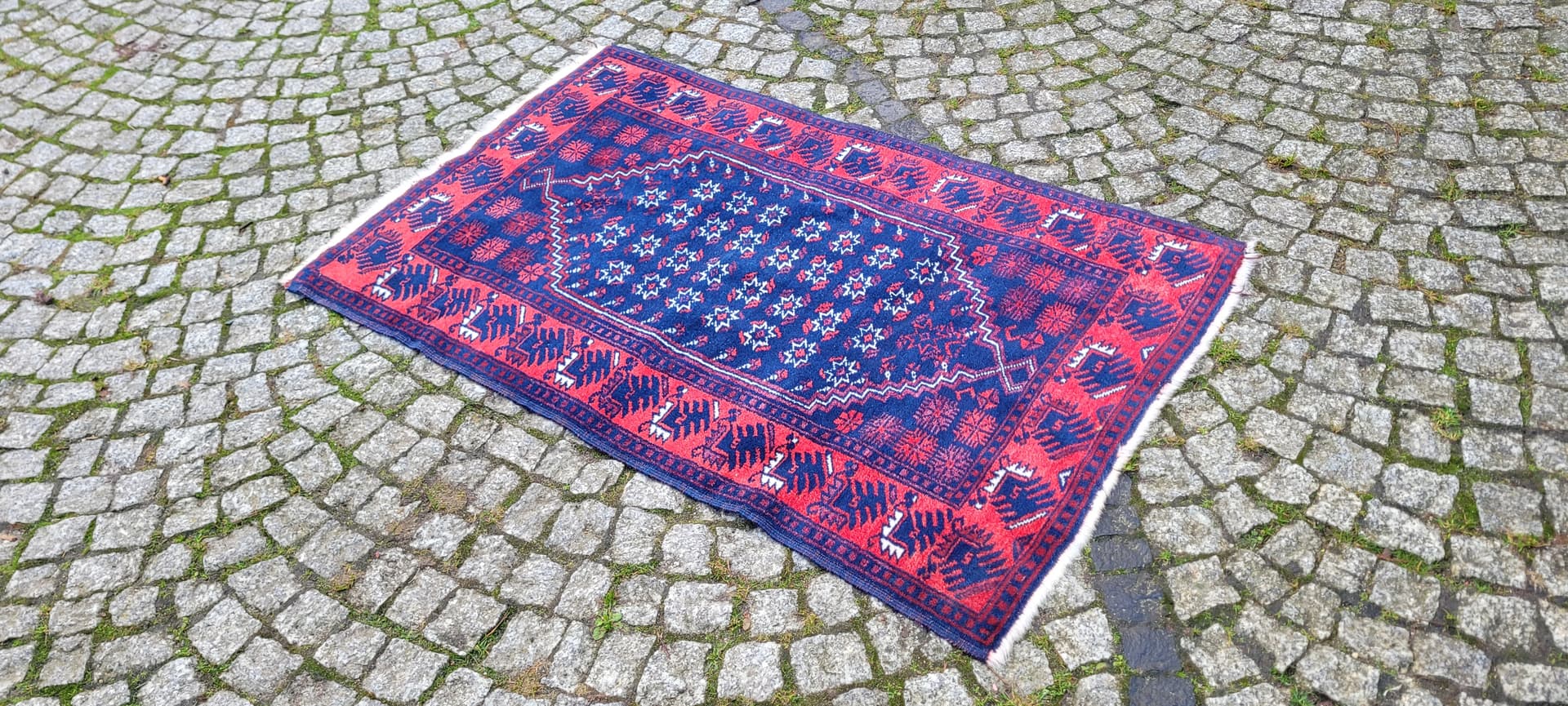 Dywan anatolijski, 80x126 cm, niebieski, wełna, Turcja, lata 60. - 180564