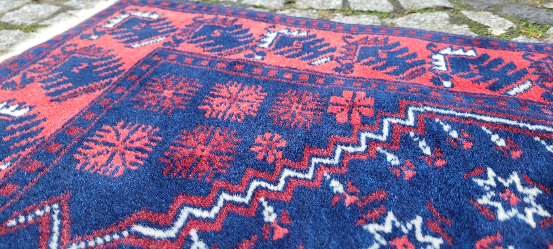 Dywan anatolijski, 80x126 cm, niebieski, wełna, Turcja, lata 60. - 180559