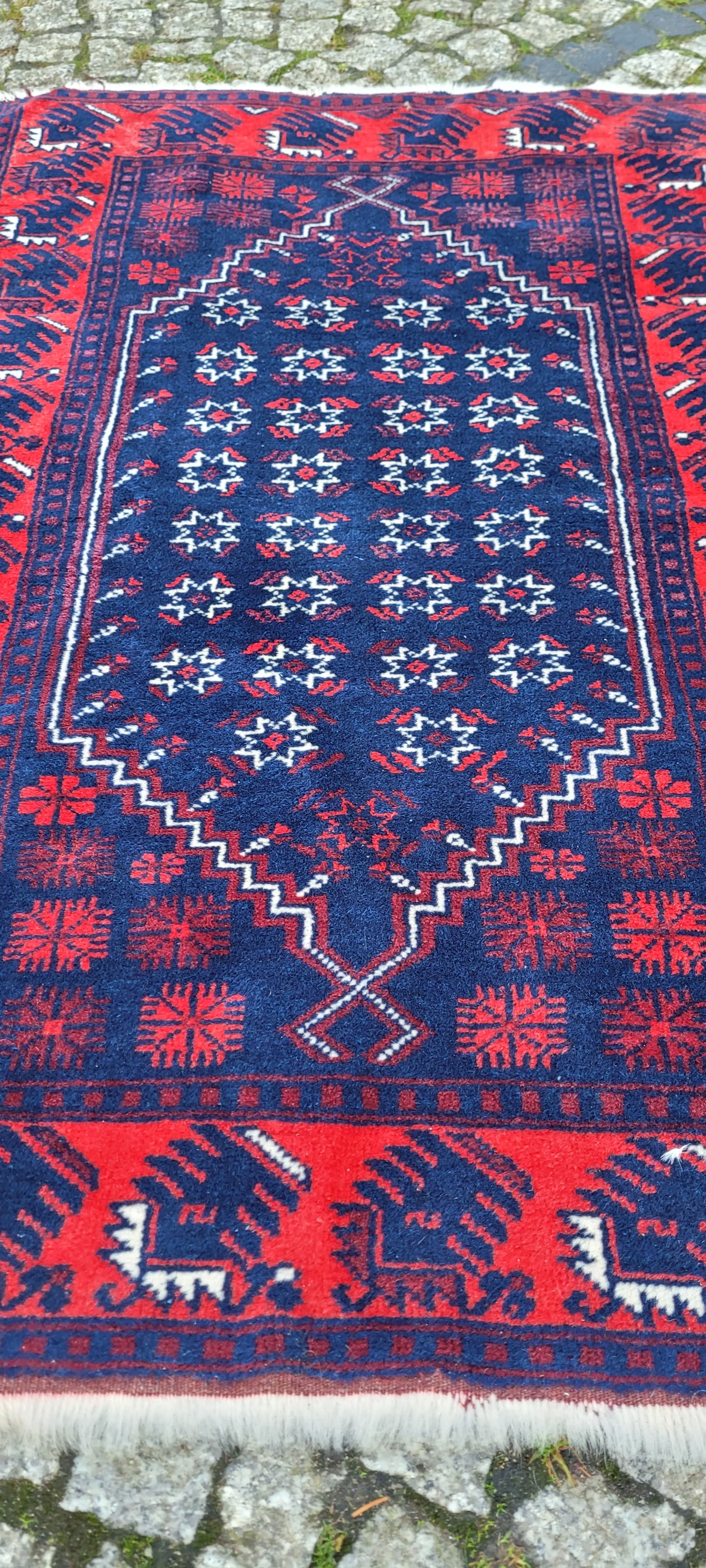 Dywan anatolijski, 80x126 cm, niebieski, wełna, Turcja, lata 60. - 180562