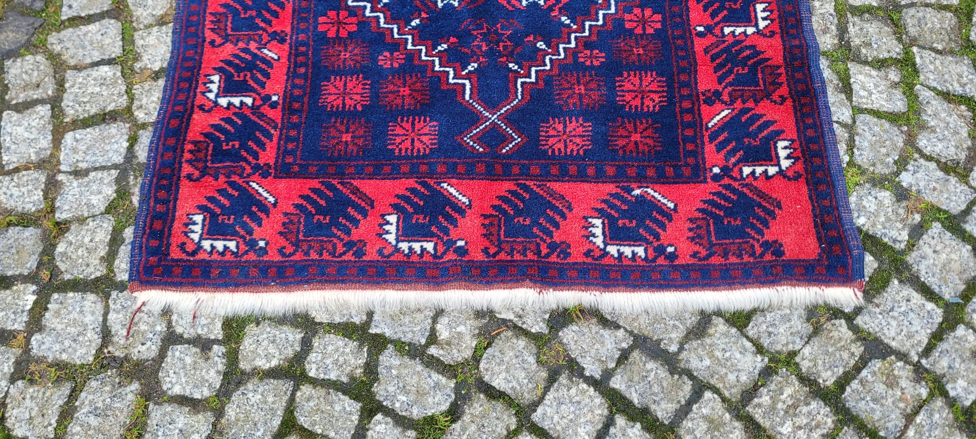 Dywan anatolijski, 80x126 cm, niebieski, wełna, Turcja, lata 60. - 180566