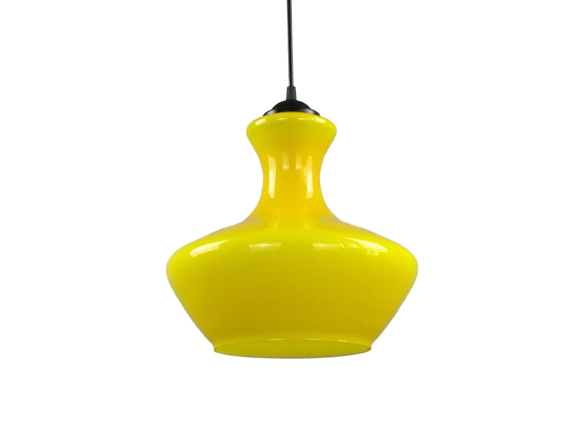 Pendant lamp Pop Art, yellow glass, Polam, Poland, 1960s.