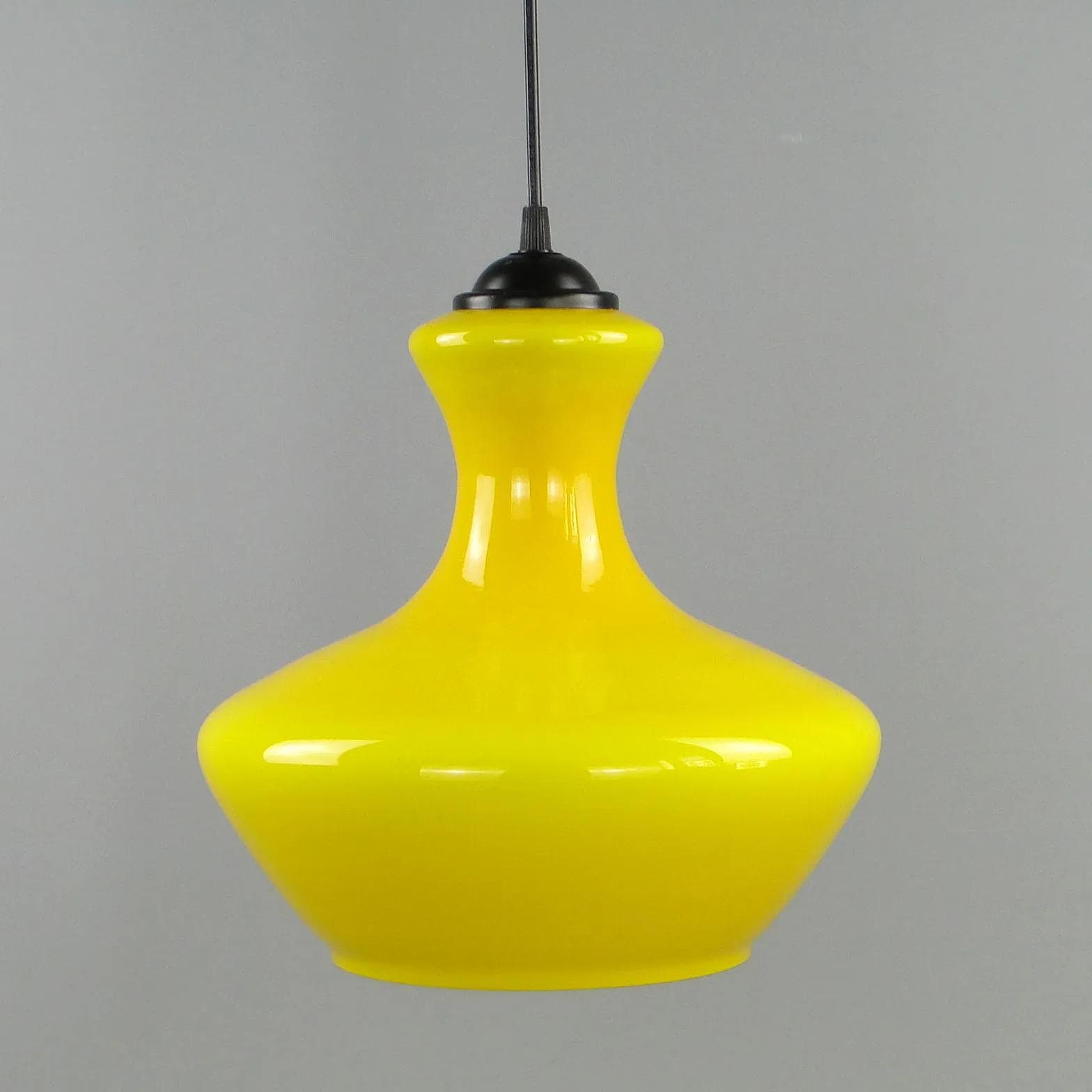 Pendant lamp Pop Art, yellow glass, Polam, Poland, 1960s. - 12693