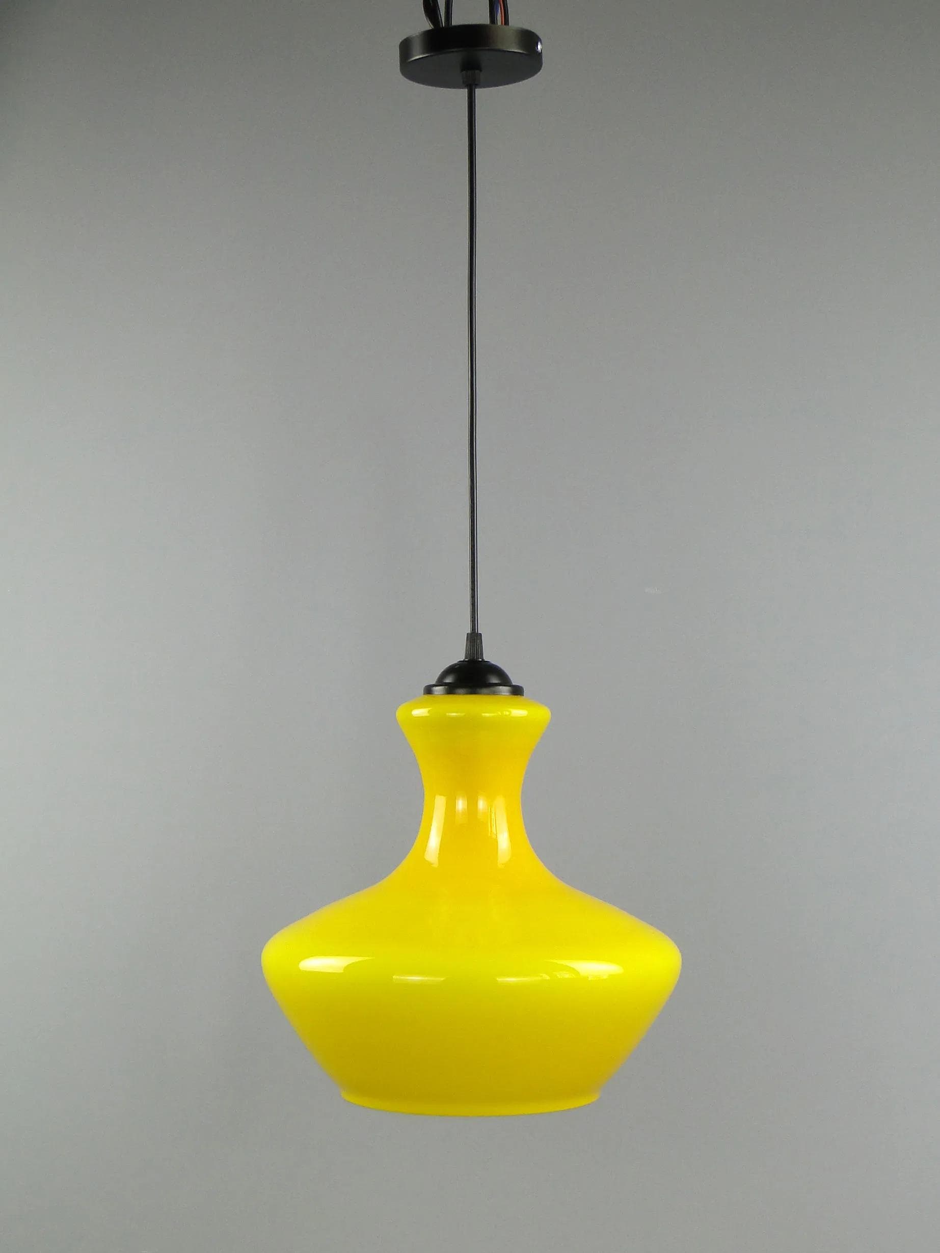 Pendant lamp Pop Art, yellow glass, Polam, Poland, 1960s. - 12692