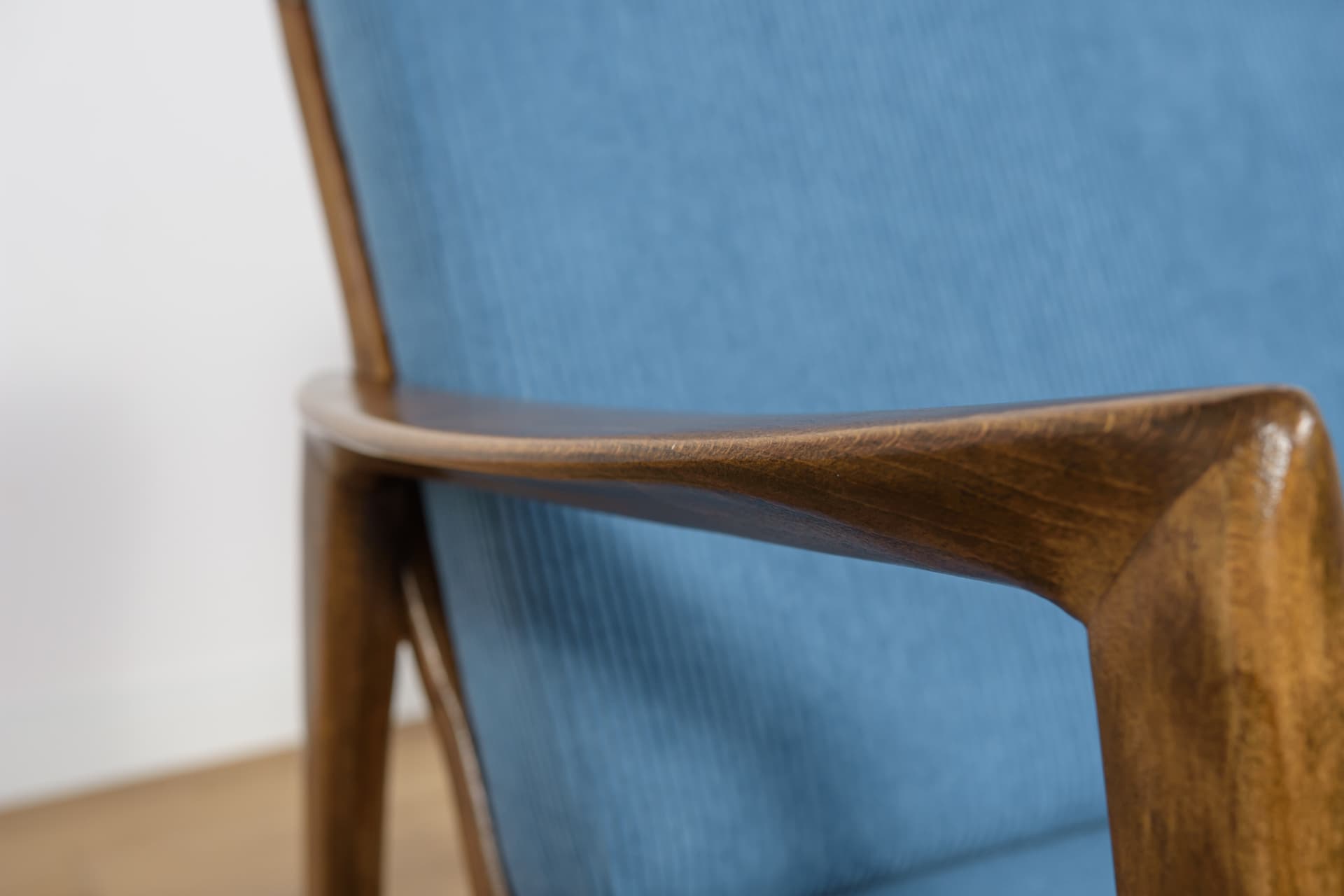 Lounge chair Model 300-139, blue, beech, Swarzędzka Fabryka Mebli, Poland, 1960s. - 180663