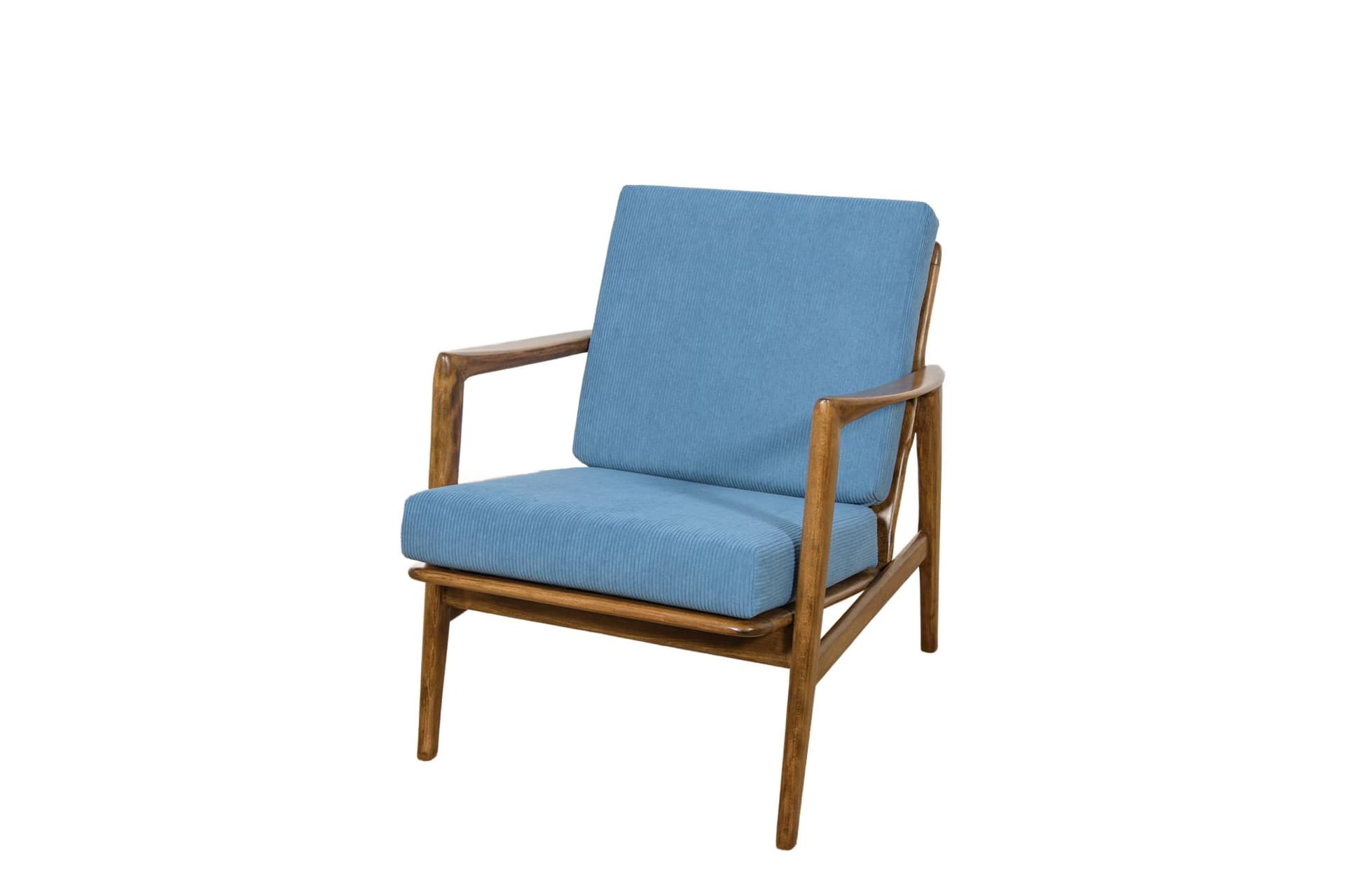 Lounge chair Model 300-139, blue, beech, Swarzędzka Fabryka Mebli, Poland, 1960s.