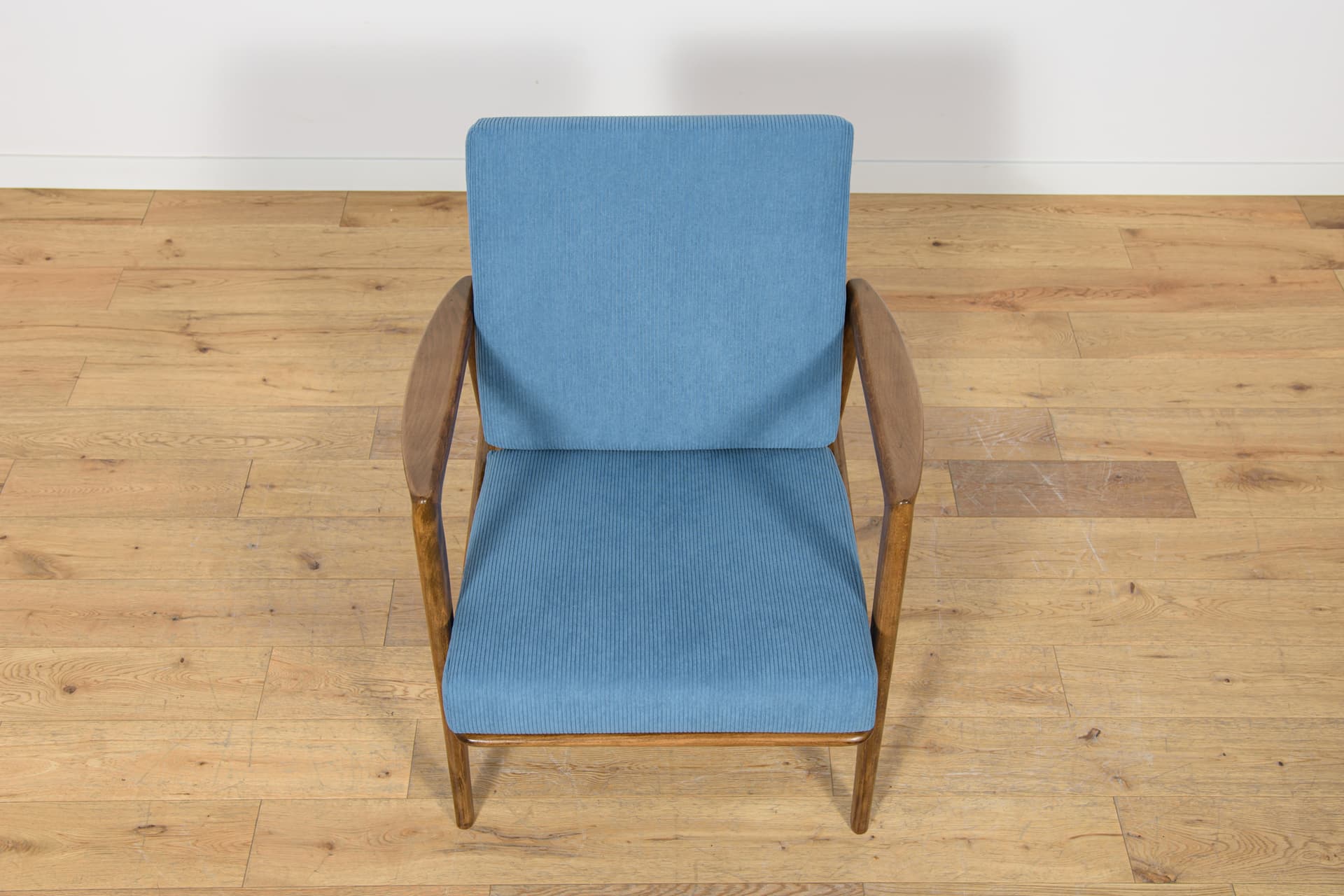 Lounge chair Model 300-139, blue, beech, Swarzędzka Fabryka Mebli, Poland, 1960s. - 180656