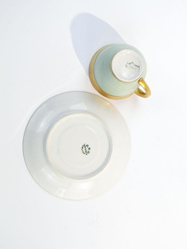 Cup and Saucer Art Deco, green, porcelain, France, 1930s - 180705