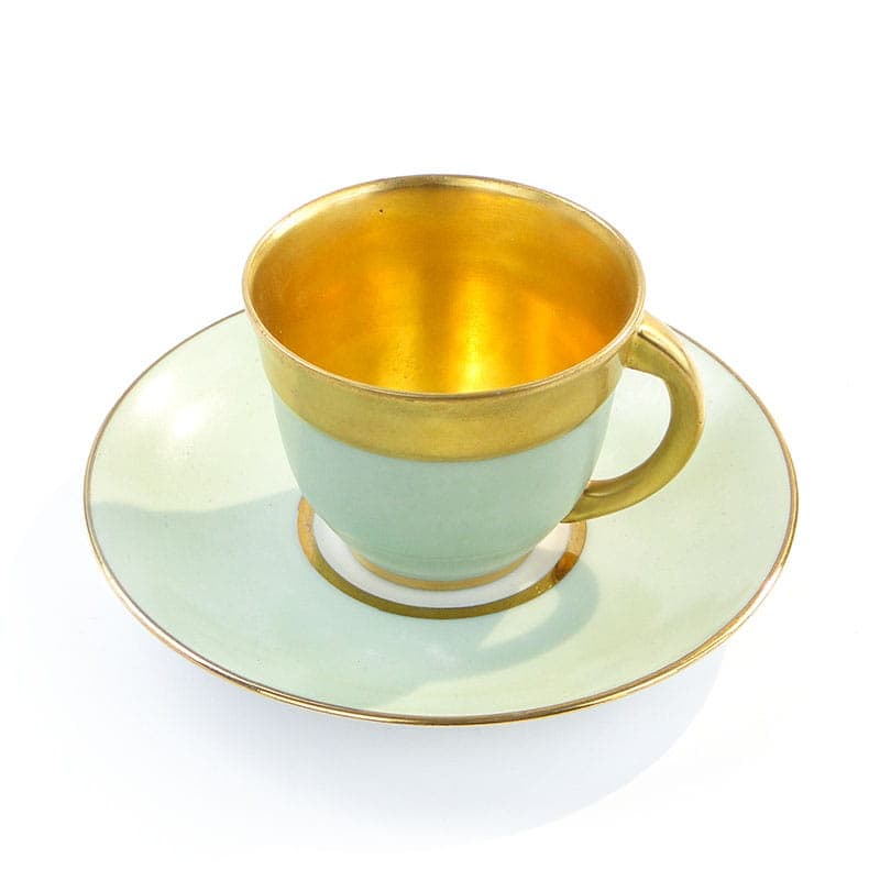Cup and Saucer Art Deco, green, porcelain, France, 1930s - 180703