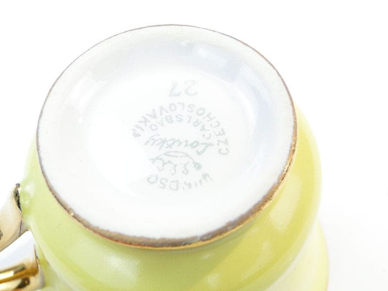 Filiżanka do espresso ze spodkiem, żółta porcelana, Windsor Loucky, Czechosłowacja, lata 50. - 180721