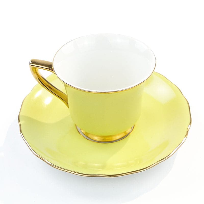 Filiżanka do espresso ze spodkiem, żółta porcelana, Windsor Loucky, Czechosłowacja, lata 50. - 180719