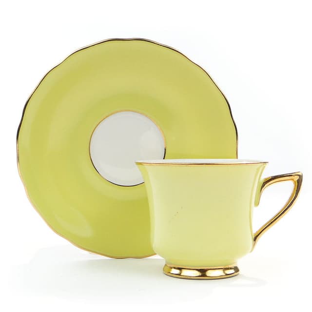 Filiżanka do espresso ze spodkiem, żółta porcelana, Windsor Loucky, Czechosłowacja, lata 50. - WYMIARY