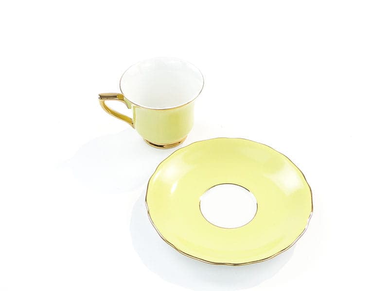 Filiżanka do espresso ze spodkiem, żółta porcelana, Windsor Loucky, Czechosłowacja, lata 50. - 180720