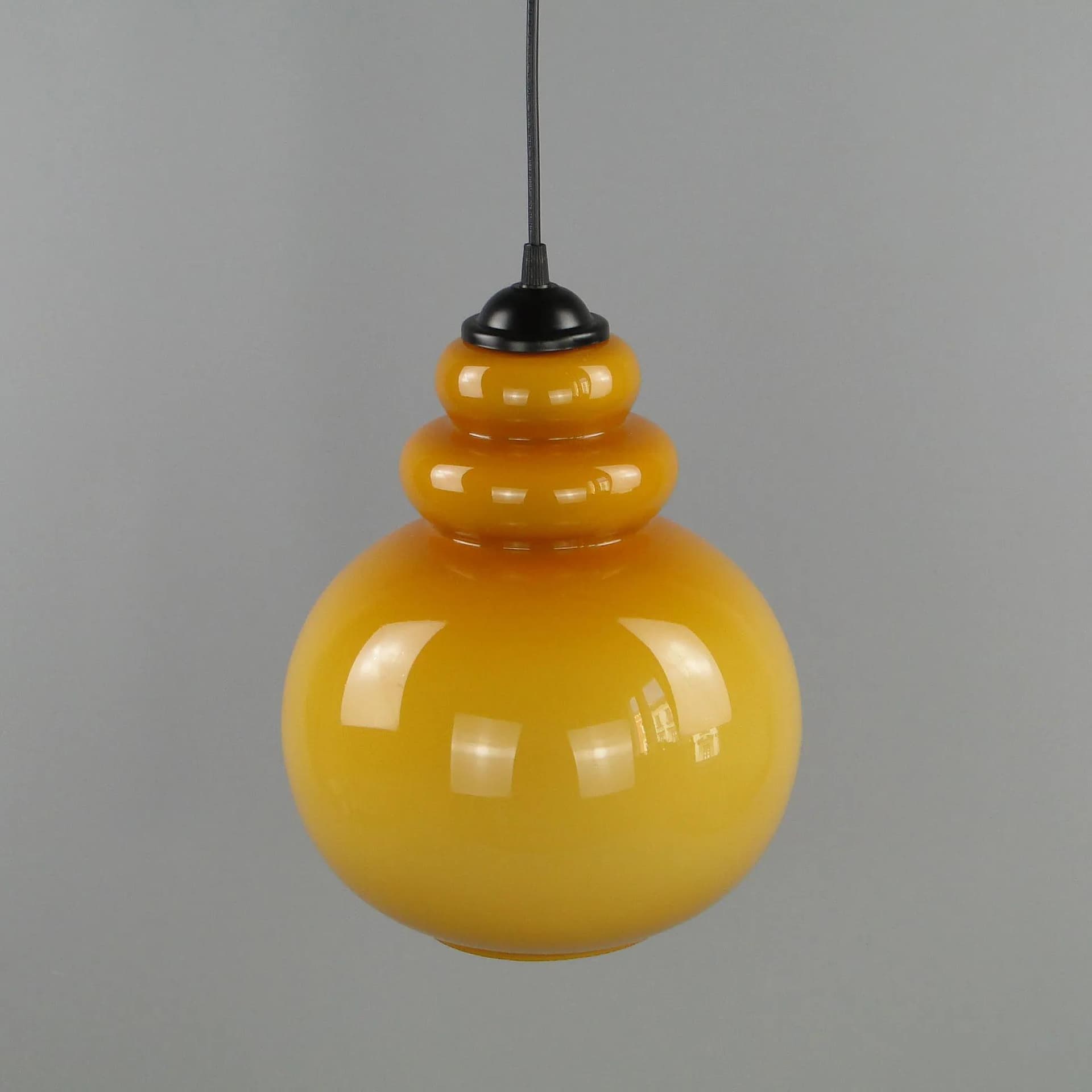 Pendant Lamp Pop Art, yellow, glass, Poland, 1960s - 12687
