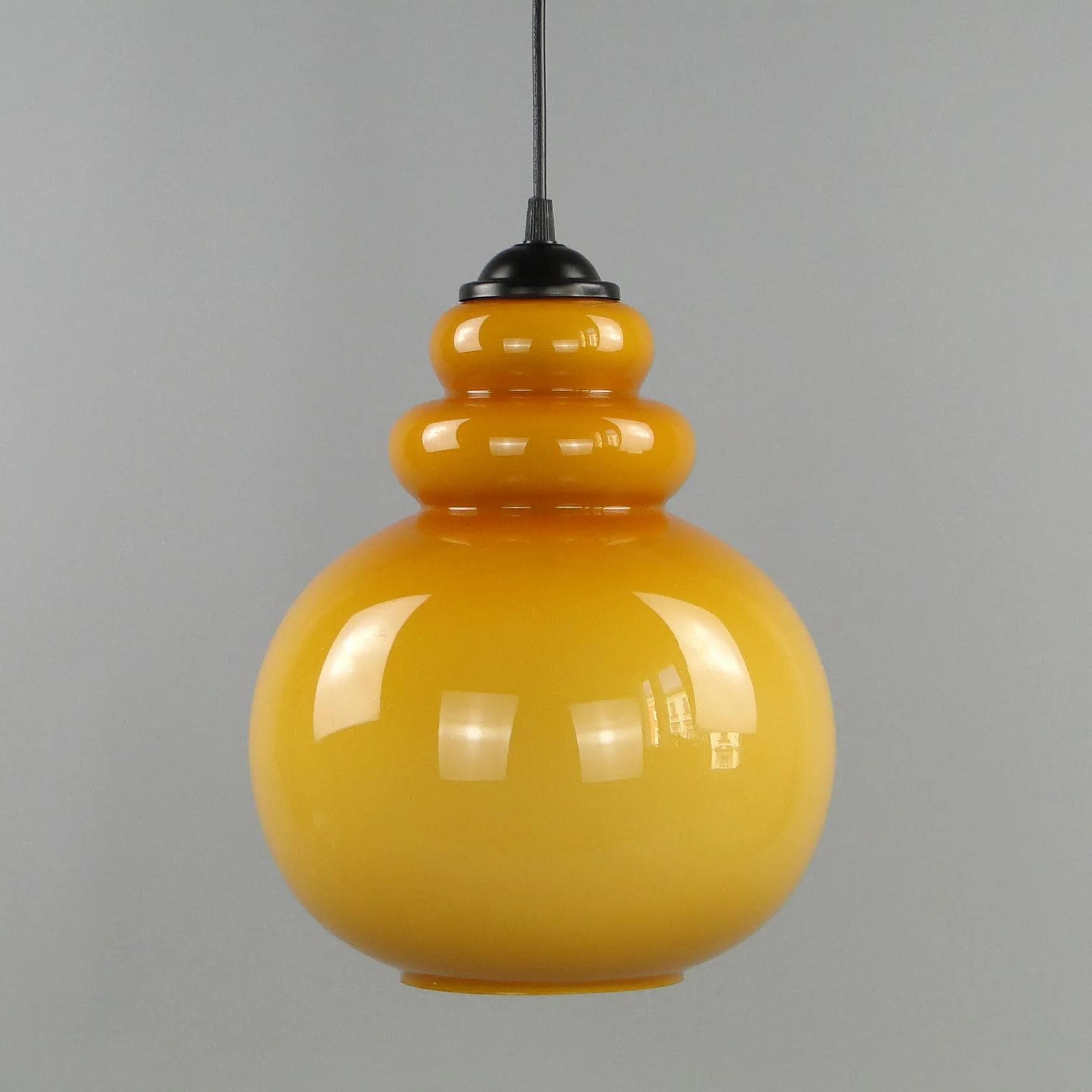Pendant Lamp Pop Art, yellow, glass, Poland, 1960s - 12686