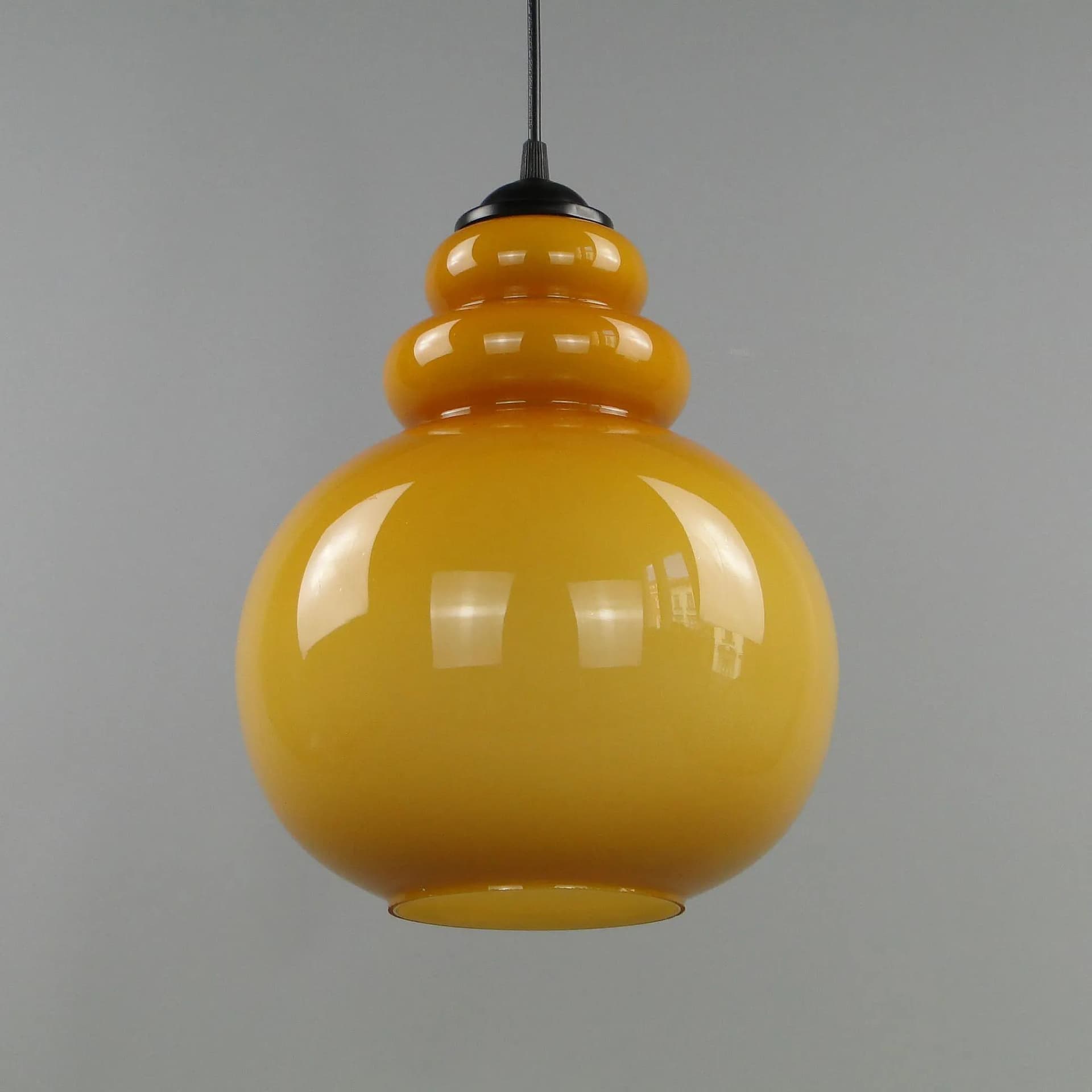 Pendant Lamp Pop Art, yellow, glass, Poland, 1960s - 12688