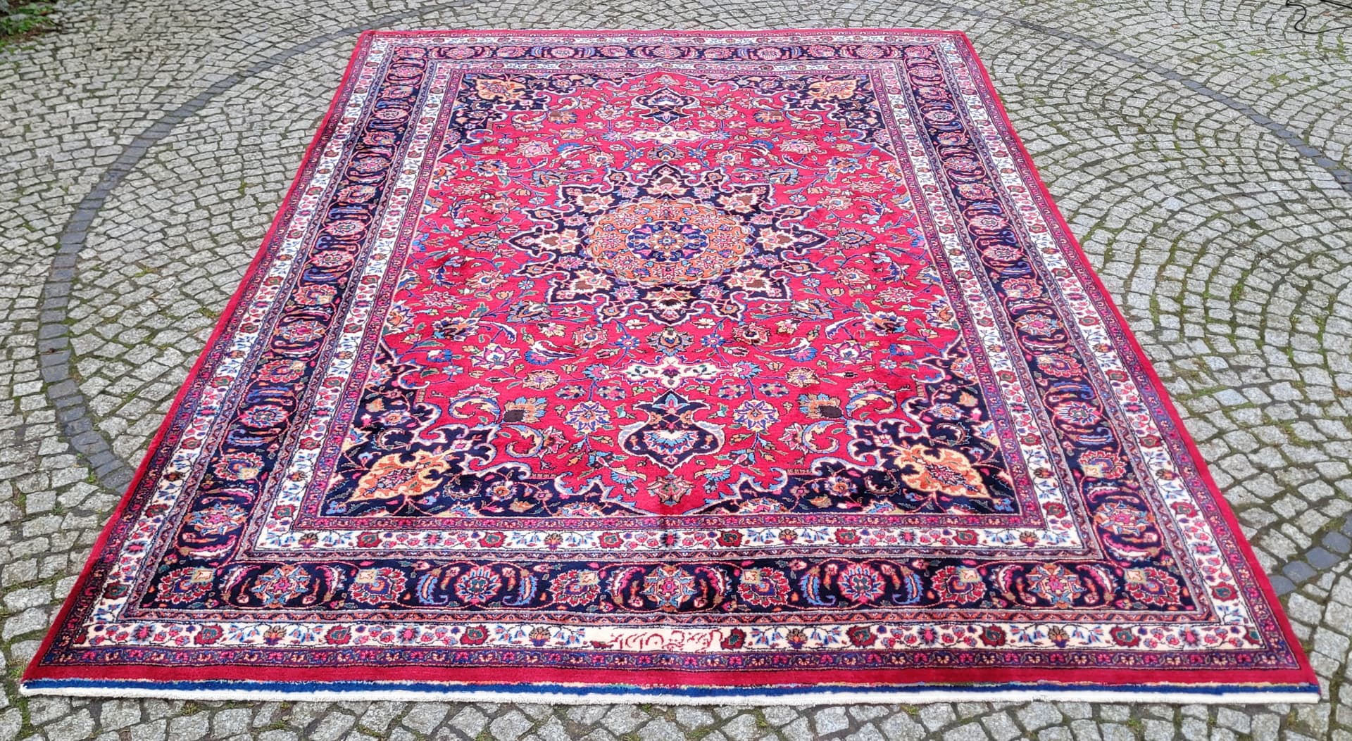 Rug Meshed 245x345cm, multicolor wool, Iran, 1960s. - 180988