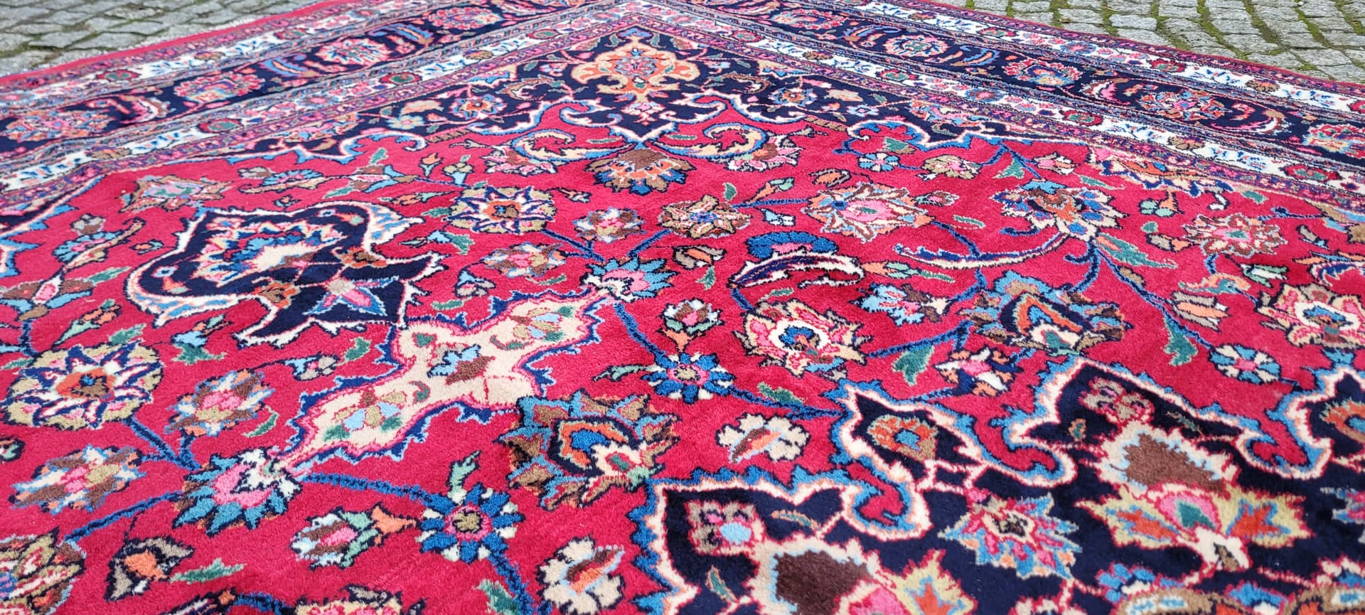 Rug Meshed 245x345cm, multicolor wool, Iran, 1960s. - 180993