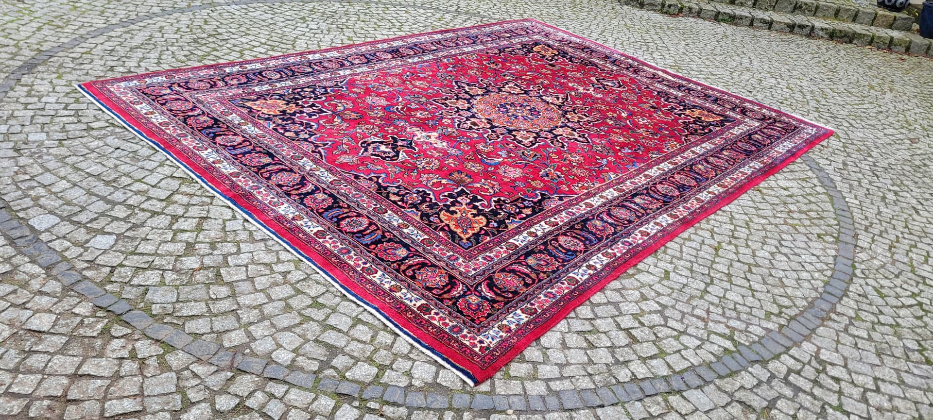 Rug Meshed 245x345cm, multicolor wool, Iran, 1960s. - 180998