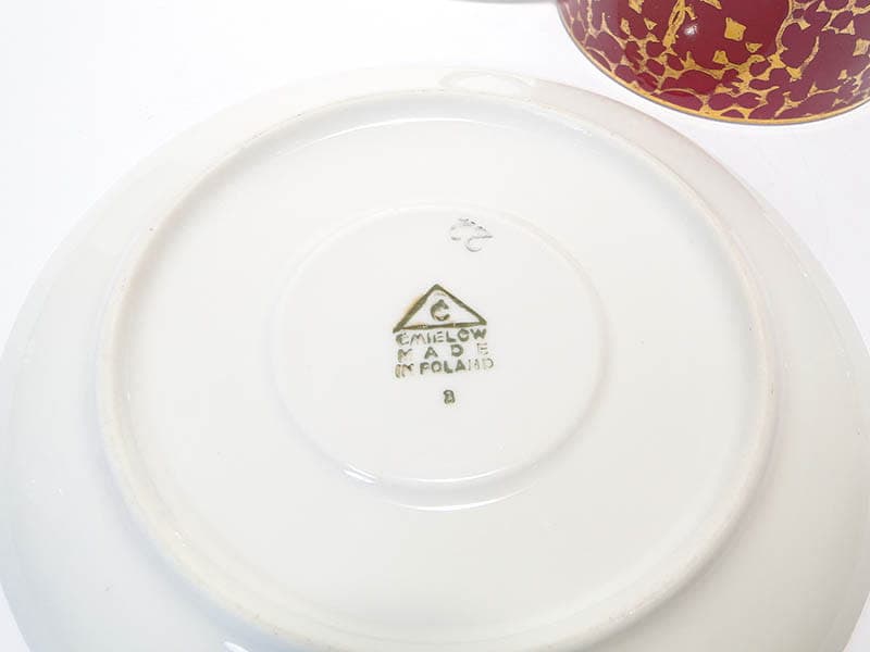 Filiżanka i spodek Ada, czerwona porcelana, proj. W. Potacki, Ćmielów, Polska, lata 70. - 181044