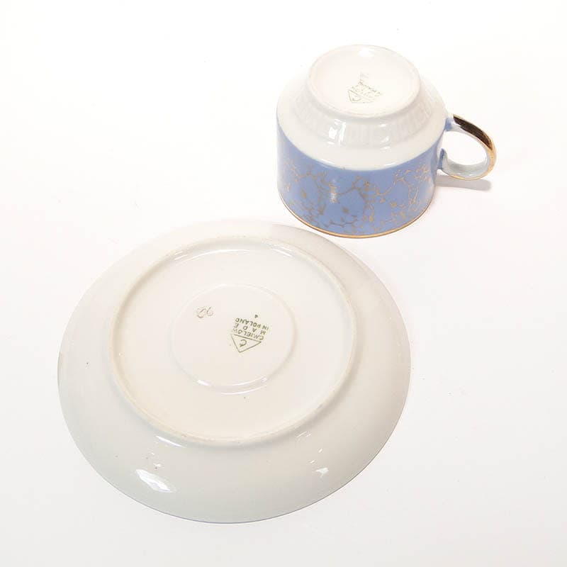 Filiżanka i spodek Ada, porcelana błękitna, Ćmielów, Polska, lata 70. - 181081