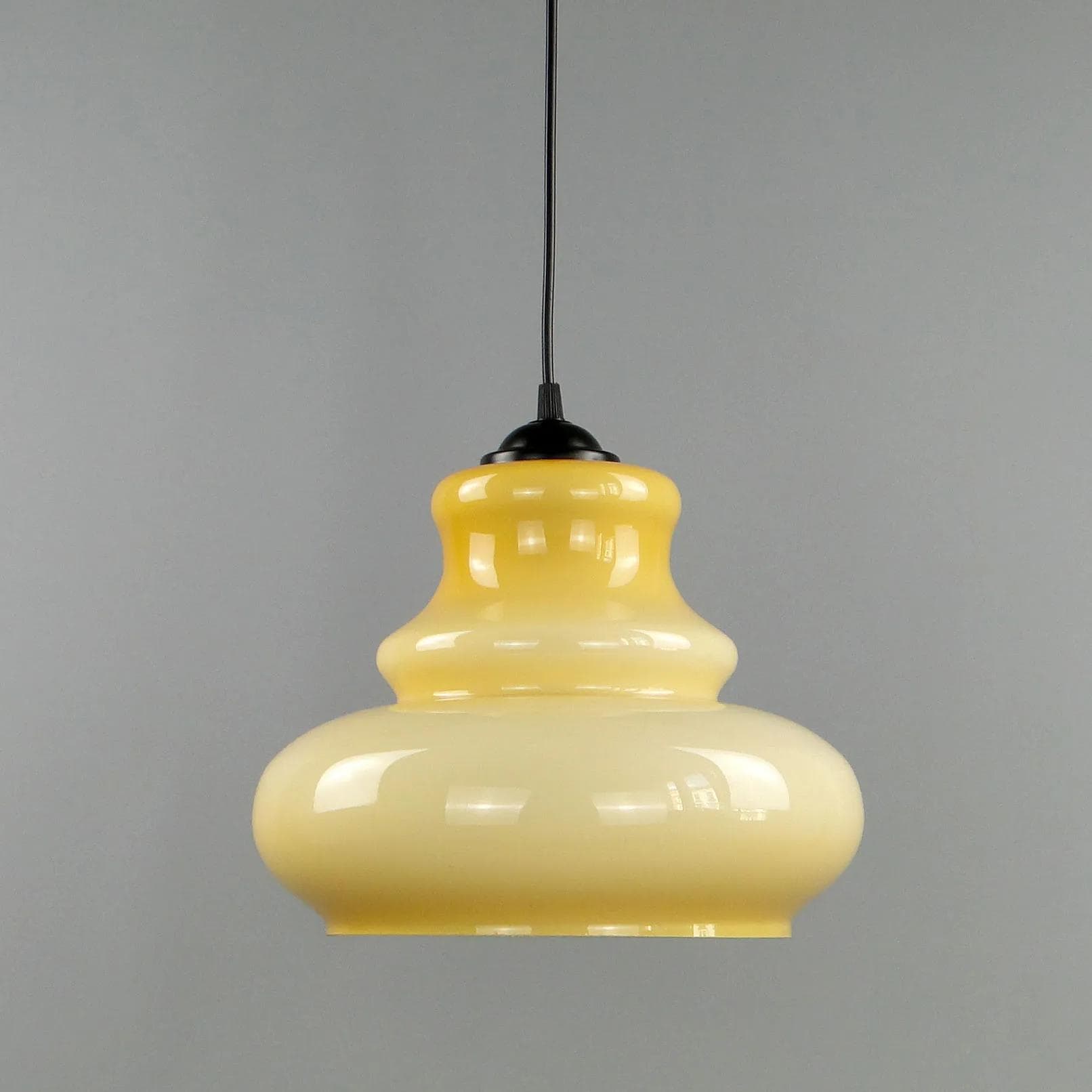 Lampa wisząca Pop Art, żółty, szkło, Polam Meos, Polska, lata 60. - 12679