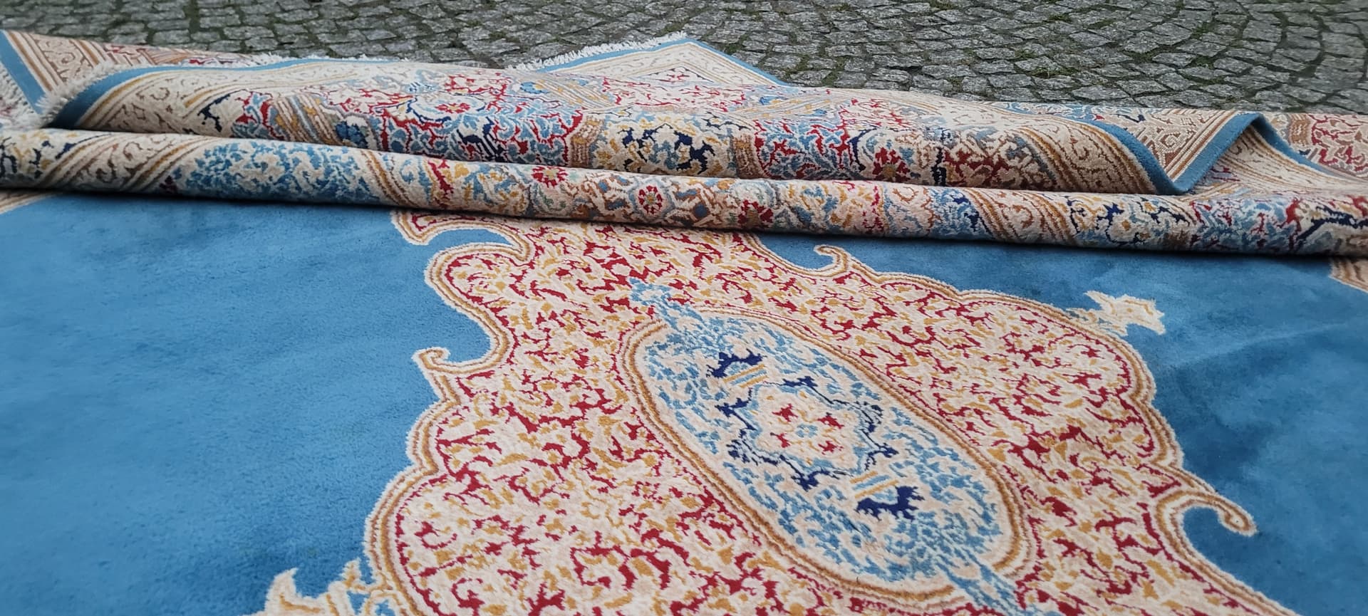 Rug Kerman, blue, wool, Iran, 1980s, 300x430 cm - 181059