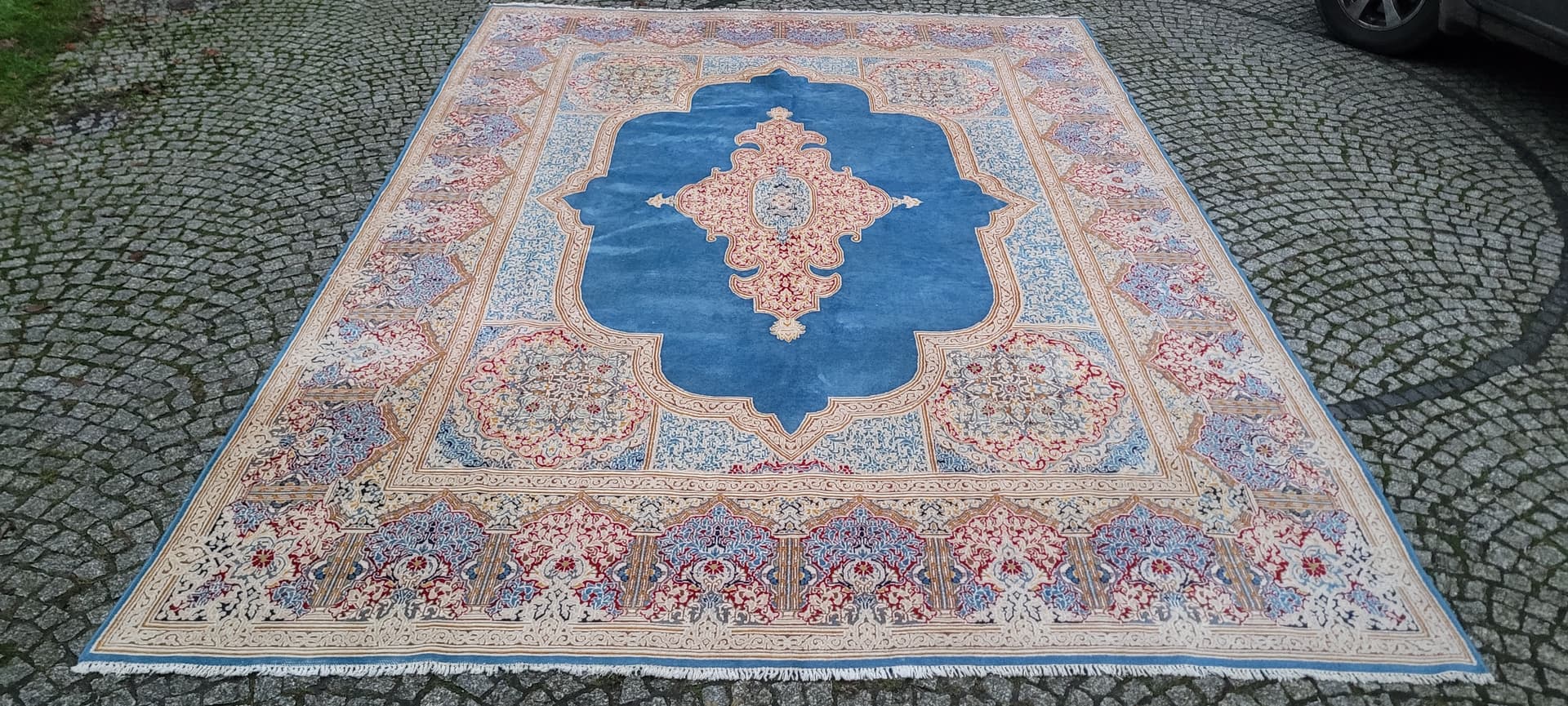 Rug Kerman, blue, wool, Iran, 1980s, 300x430 cm - 181070