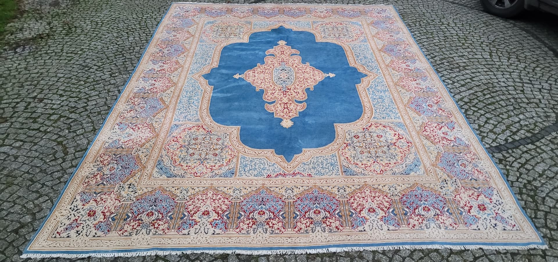 Rug Kerman, blue, wool, Iran, 1980s, 300x430 cm - 181066