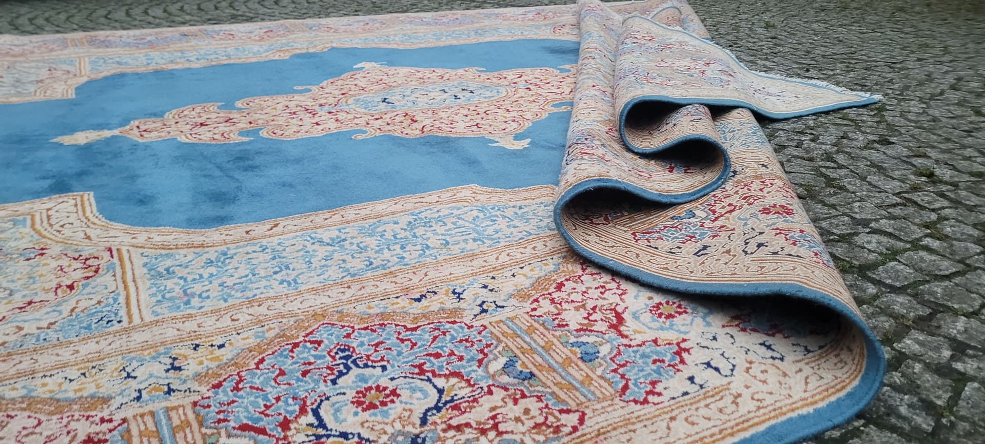 Rug Kerman, blue, wool, Iran, 1980s, 300x430 cm - 181057