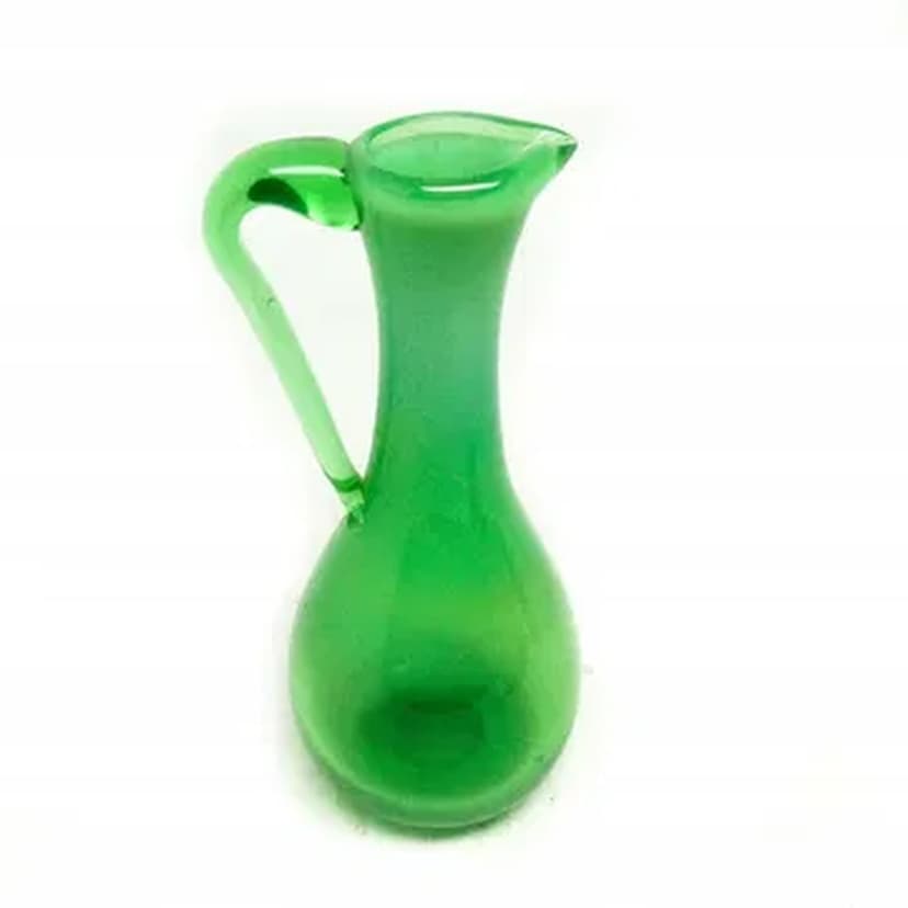 Dzbanek Modernizm, szkło turkusowe, proj. J. Słuczan-Orkusz, Polska, lata 70.