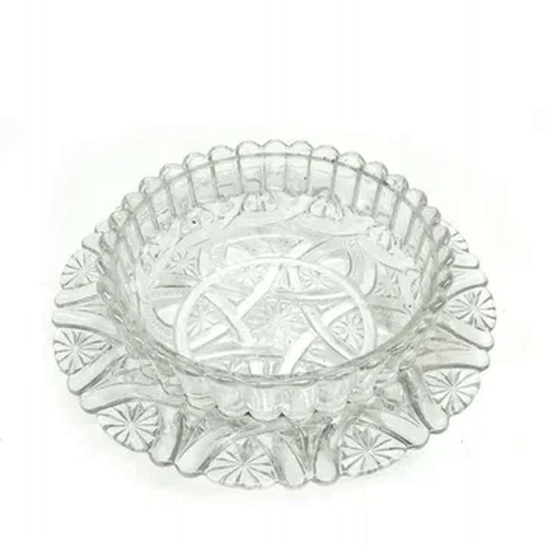 Cake container with dome, Art Deco, pressed glass, Val Saint Lambert, Belgium, 1950s. - 181331