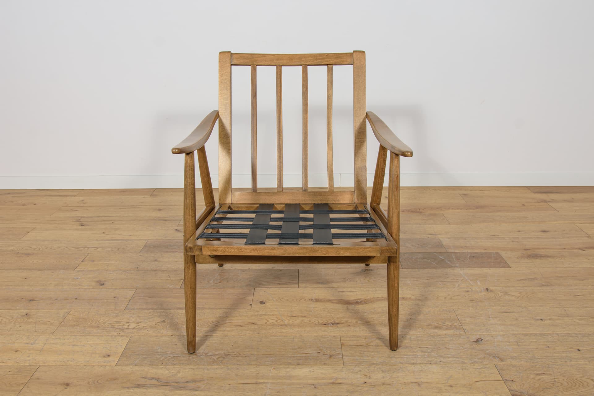 Para foteli, beech orzech, tapicerka niebieska, TON, Czechosłowacja, lata 60. - 181339