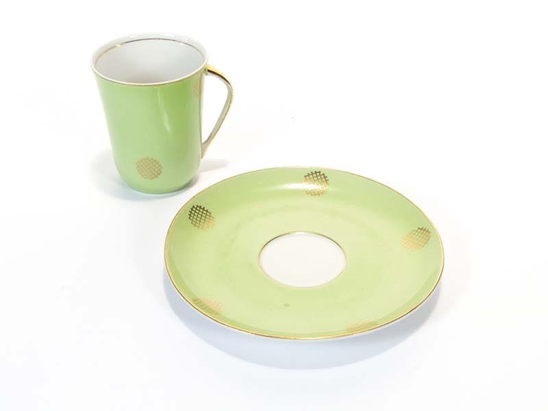 Filiżanka Krokus, zielona porcelana, proj. W. Potacki, Polska, lata 60. - 181349