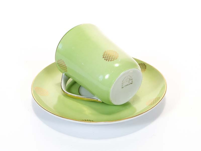 Filiżanka Krokus, zielona porcelana, proj. W. Potacki, Polska, lata 60. - 181352