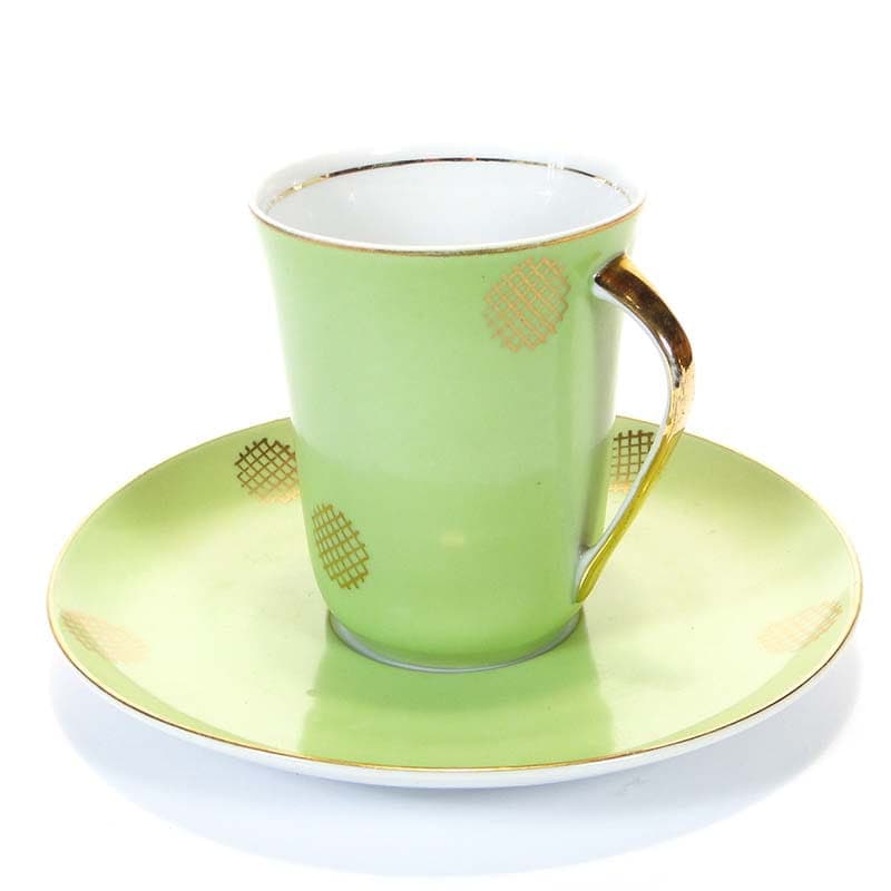 Filiżanka Krokus, zielona porcelana, proj. W. Potacki, Polska, lata 60. - 181354