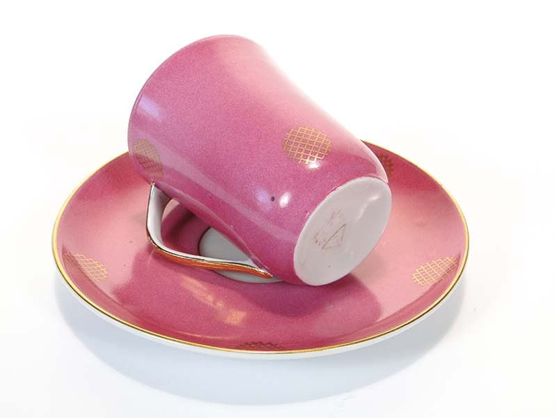 Cup Krokus, pink, porcelain, Ćmielów, Poland, 1960s. - 181396