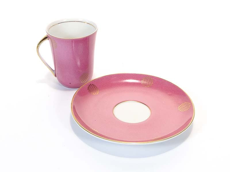 Cup Krokus, pink, porcelain, Ćmielów, Poland, 1960s. - 181395