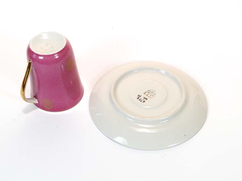 Cup Krokus, pink, porcelain, Ćmielów, Poland, 1960s. - 181397