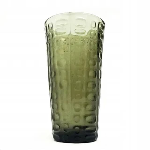 Wazon Wulkany, brutalizm, szkło zielone, Ząbkowice, Polska, lata 70. - WYMIARY