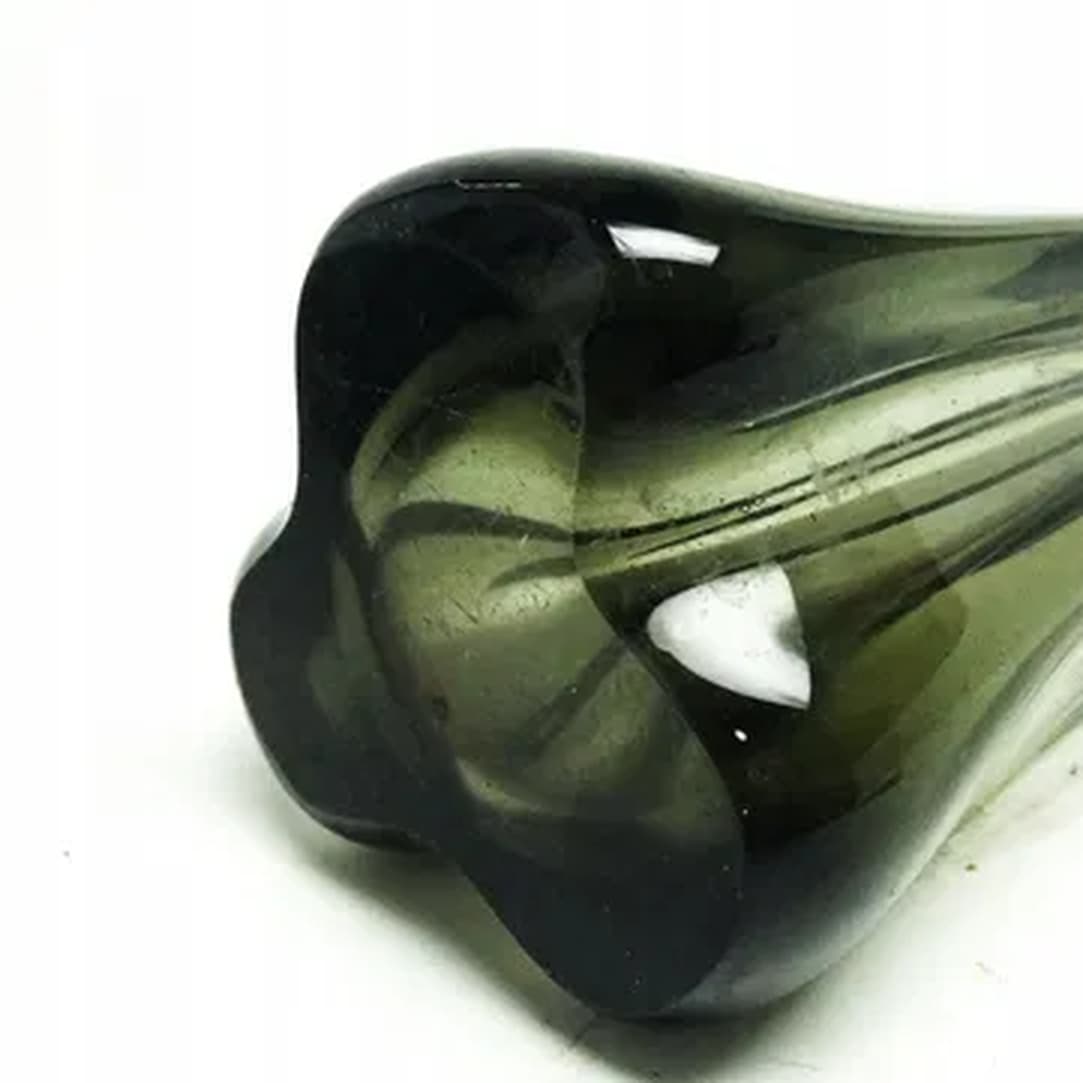 Wazon Brutalizm, szkło prasowane zielone, Ząbkowice, Polska, lata 70. - 181465