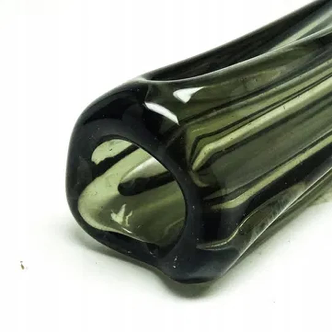 Wazon Brutalizm, szkło prasowane zielone, Ząbkowice, Polska, lata 70. - 181463