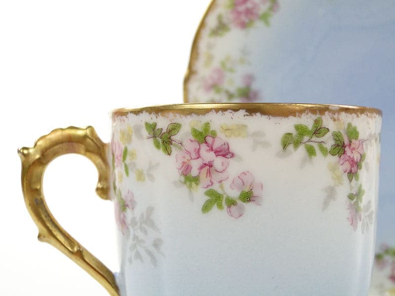 Filiżanka do mokki, secesja, porcelana niebieska, Francja, początek XX w. - 181472