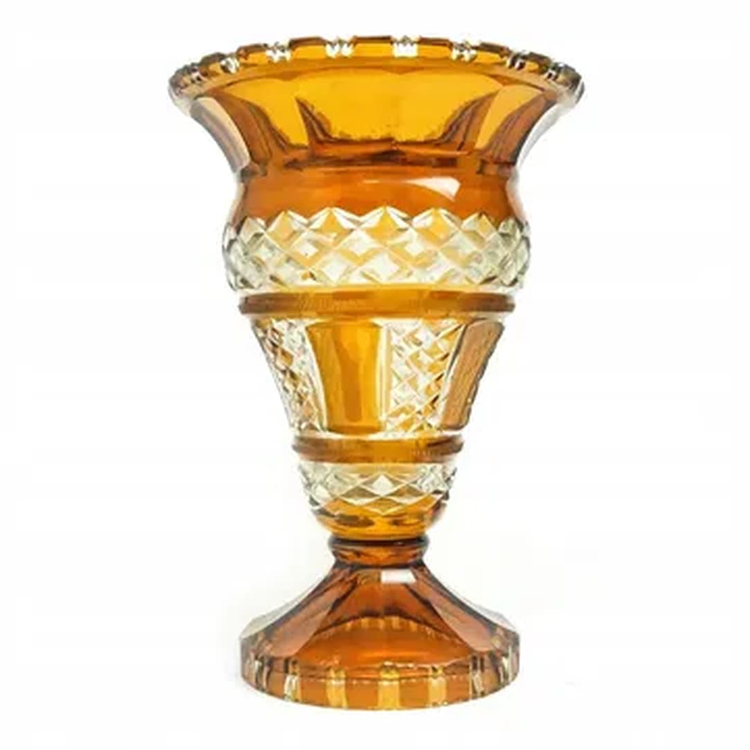 Vase, mid-century modern, honey crystal, Poland, 1950s