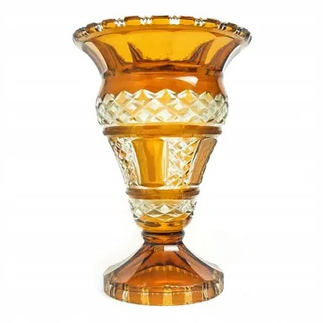 Vase, mid-century modern, honey crystal, Poland, 1950s - DIMENSION