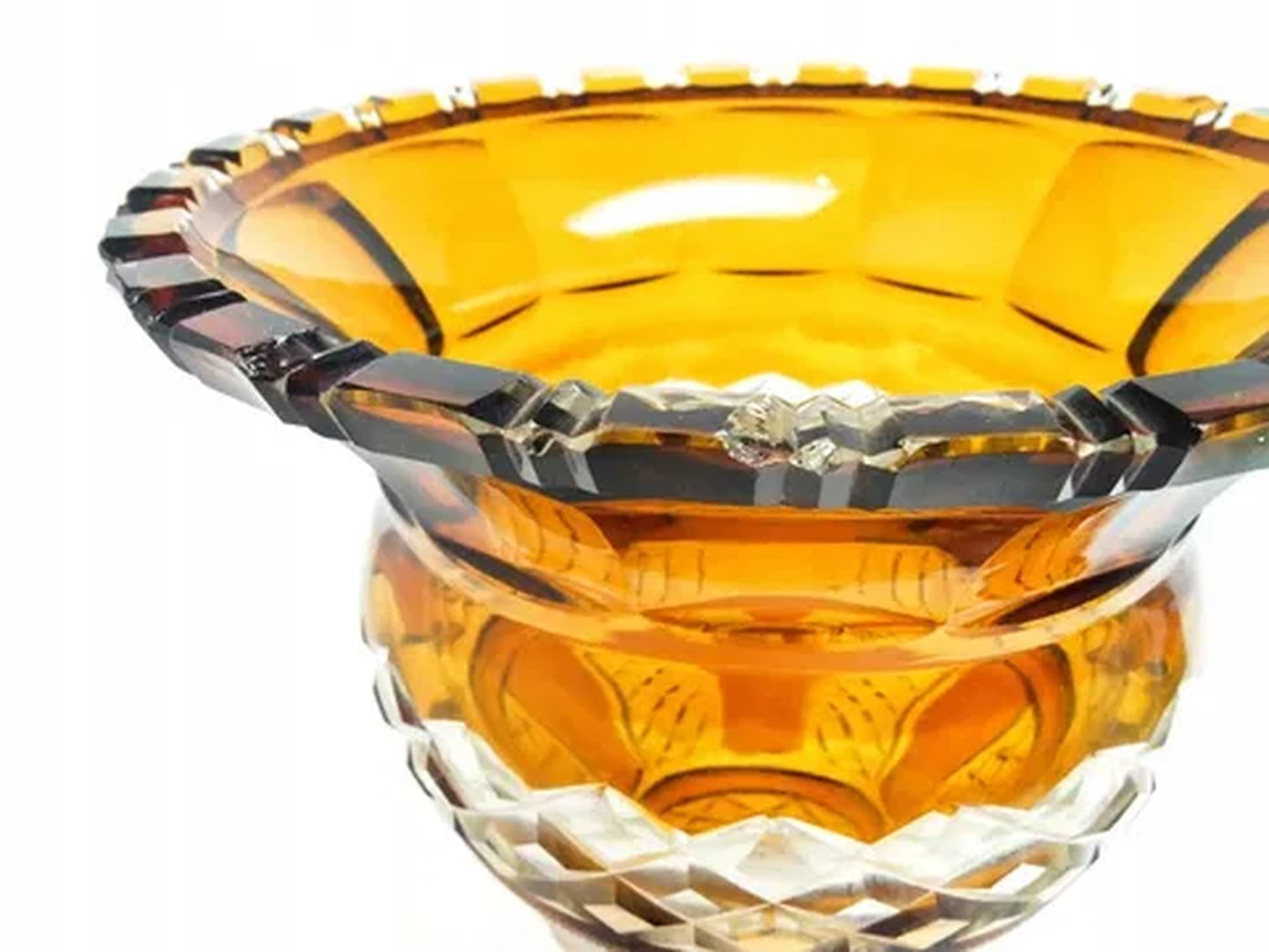 Vase, mid-century modern, honey crystal, Poland, 1950s - 181624