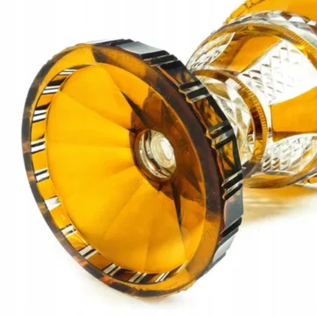 Vase, mid-century modern, honey crystal, Poland, 1950s - 181622