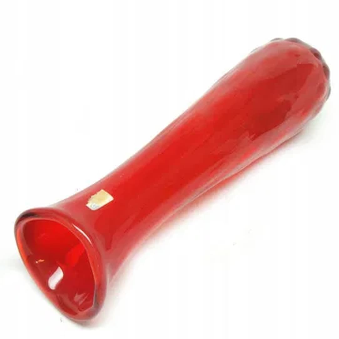 Wazon Fasolka, Mid-century modern, szkło czerwone, Ząbkowice, Polska, lata 70. - 181636