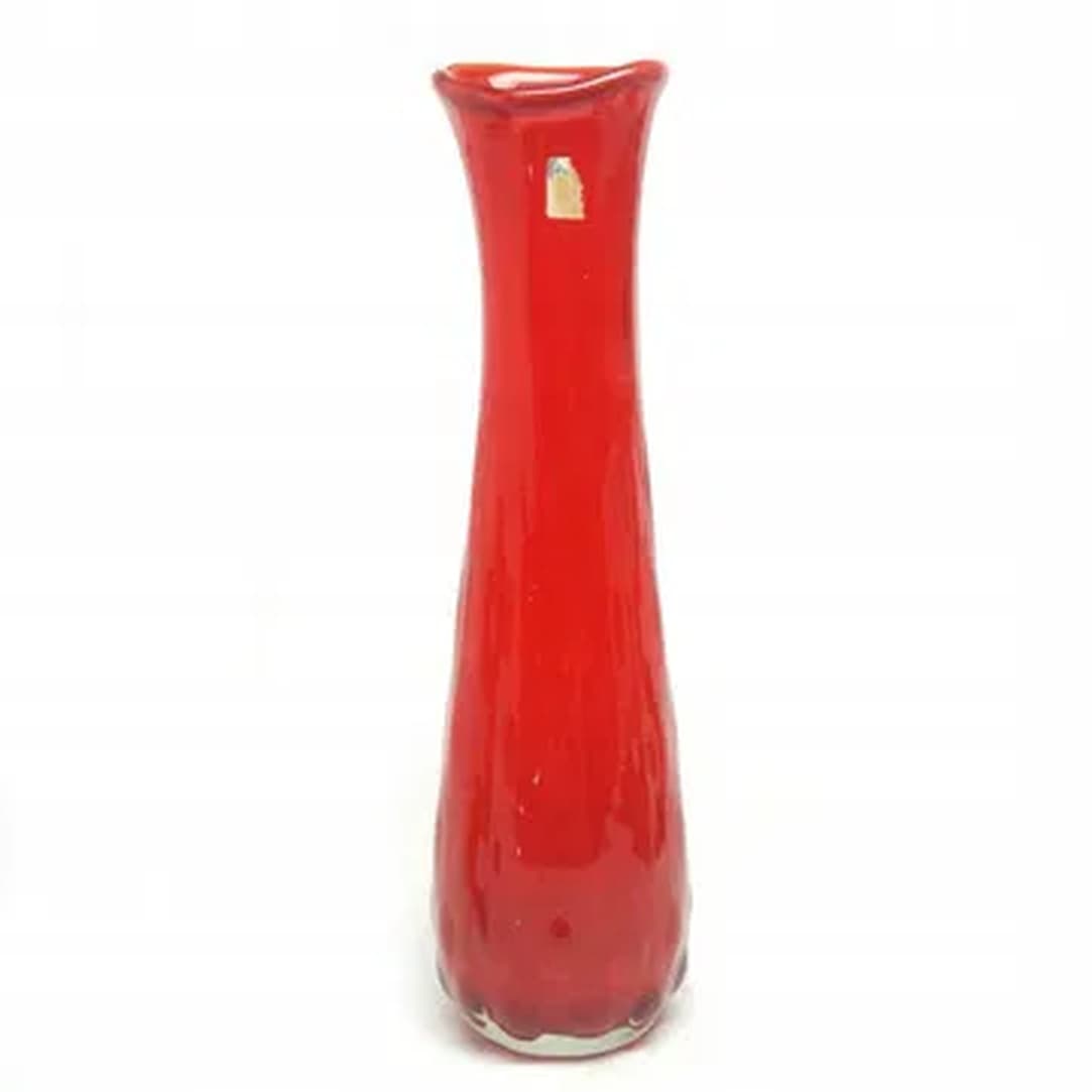 Wazon Fasolka, Mid-century modern, szkło czerwone, Ząbkowice, Polska, lata 70. - 181640